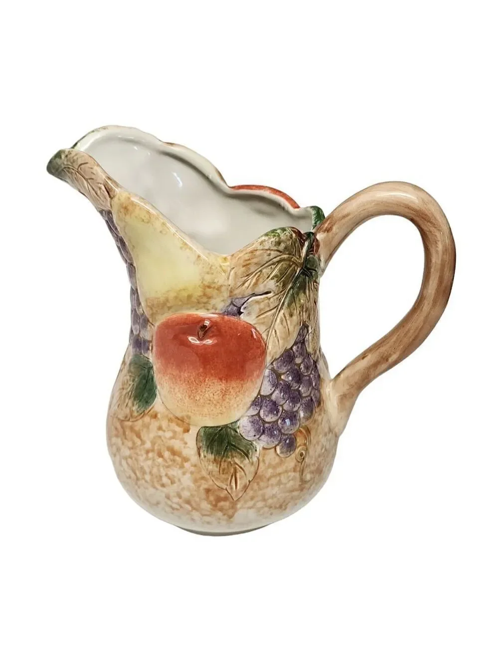 CBK, LTD Fruit Design Pitcher  2003 Hand Painted Decorative